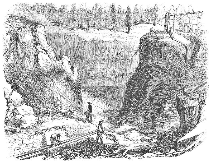 美国加州French Corral金矿的水力开采(19世纪)